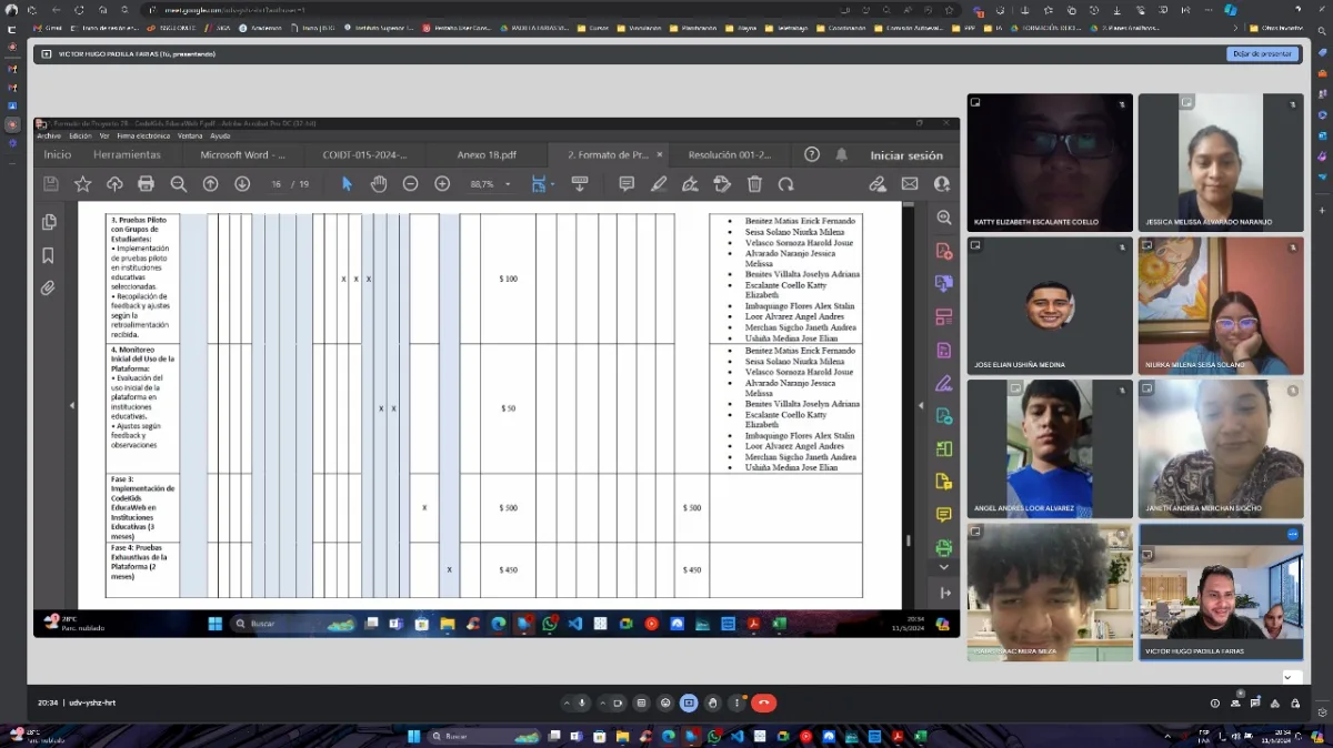 Reunión virtual del equipo